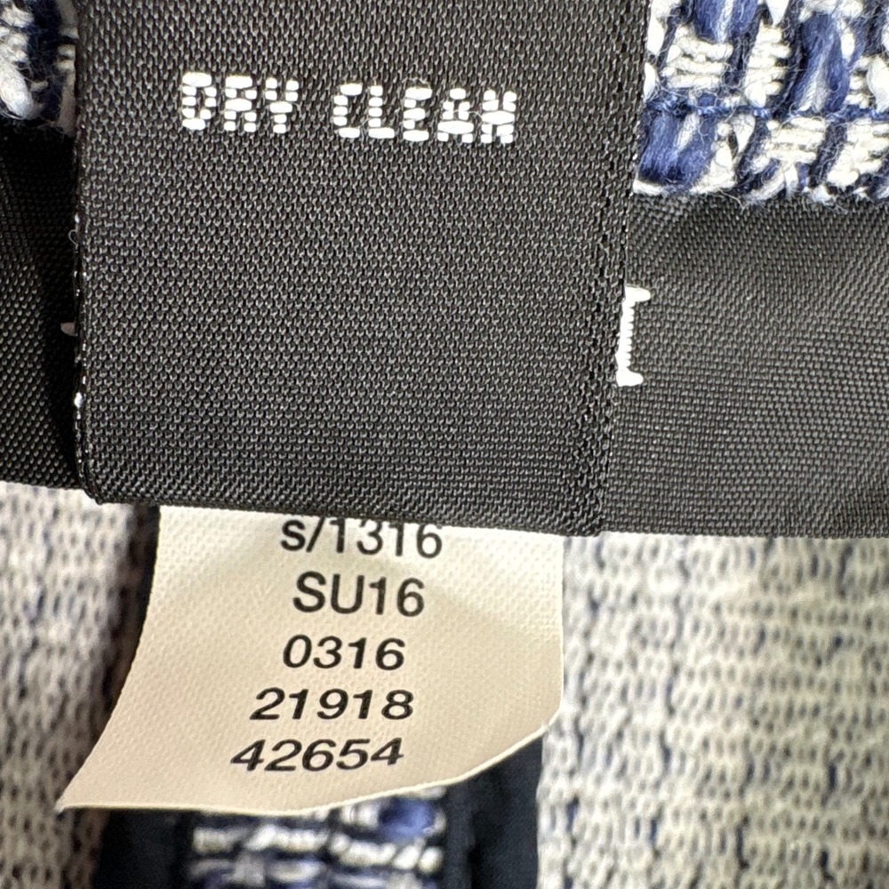 Alfani Size 12 Blue White Textured Open Front Blazer Jacket 3/4 Slv Zip Pockets - Picture 5 of 10